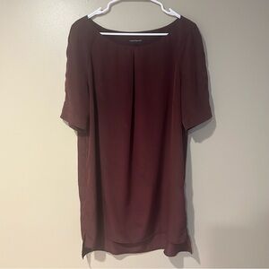 Luisa cerano maroon burgundy short sleeve tunic shirt dress